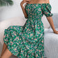 Floral Print Square Collar Dress Summer Fashion Ruffles Dresses Women's Clothing