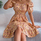 Floral Print Square Collar Dress Summer Fashion Ruffles Dresses Women's Clothing